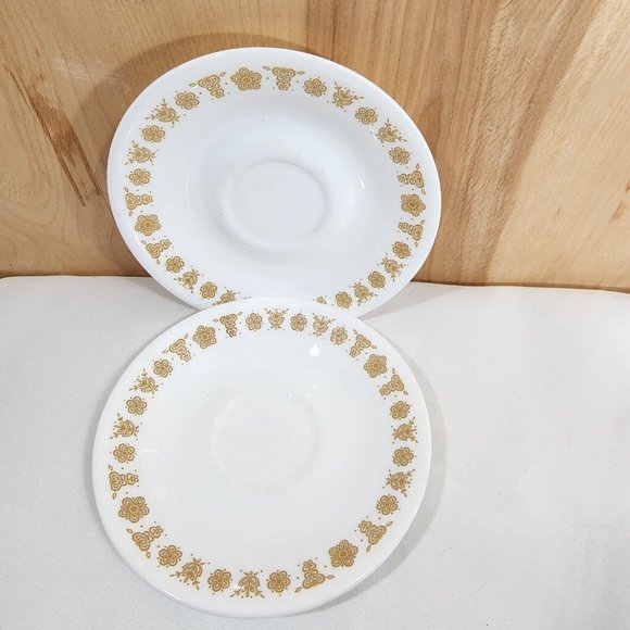 3) Corelle Corning Butterfly Gold  6.25" Tea or Coffee Cup Saucer Only vintage - Picture 2 of 5